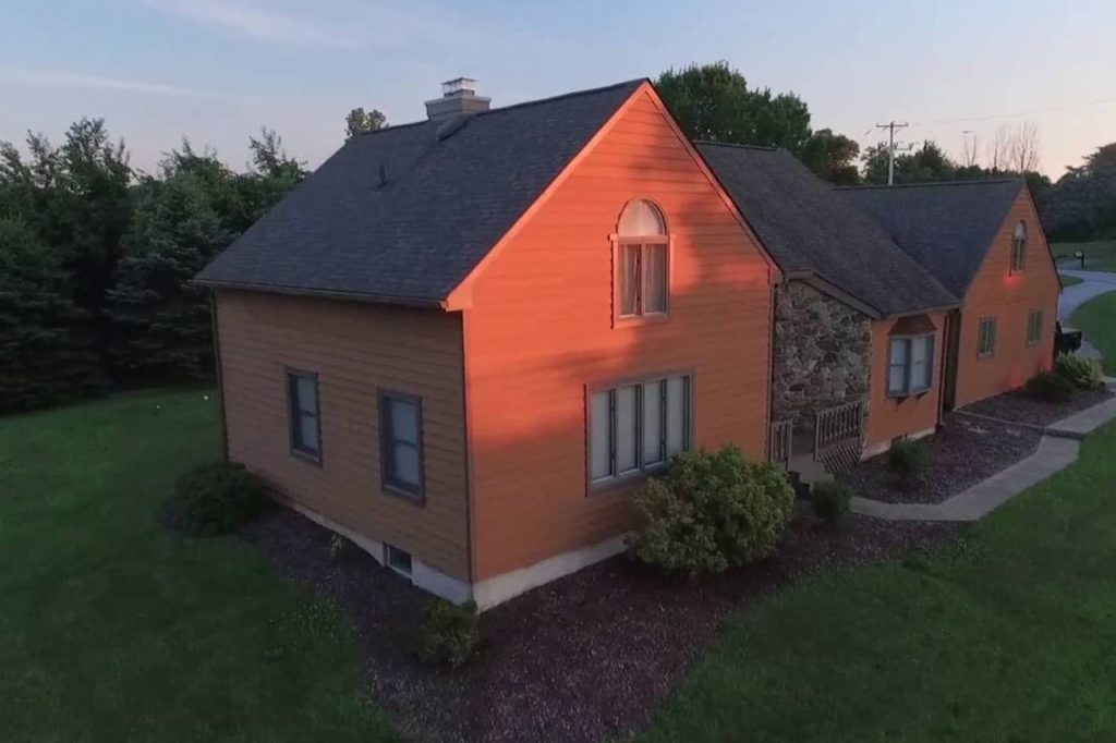 Red cedar house with chimney flashing and crown repair Downingtown Pa